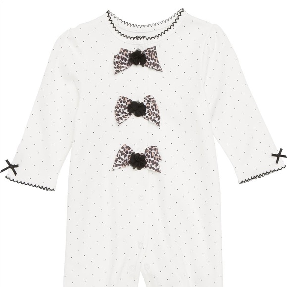 Little Me leopard bows footie - Picture 1 of 5